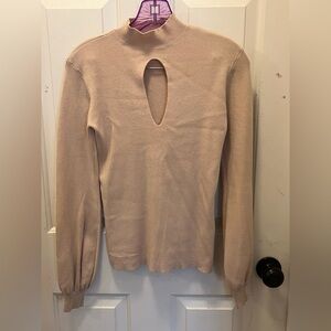 EUC Guess Women’s Keyhole Cutout Mock Neck Sweater - Tan/Pink - Sz Medium